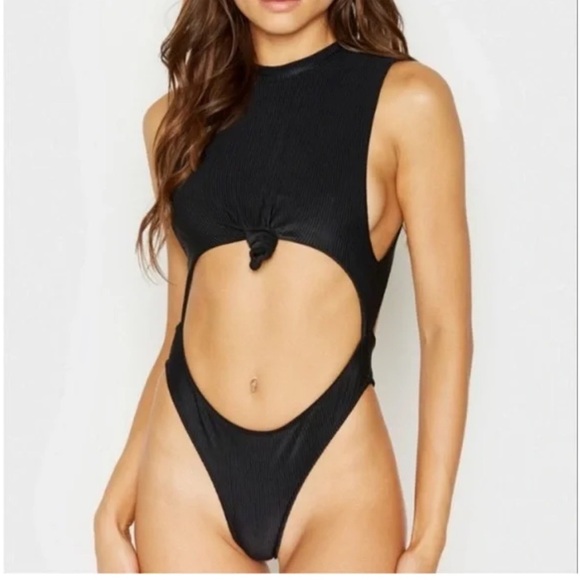 Frankie's Bikinis Other - Frankie’s Bikinis Black Ribbed Cutout One Piece Swimsuit | Size Medium | EUC